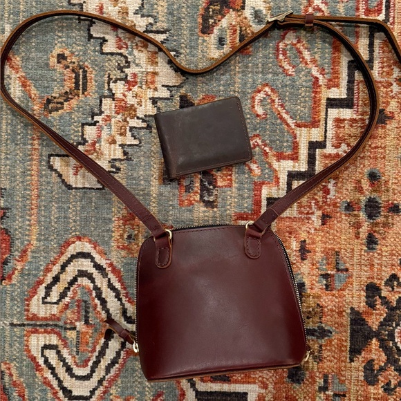 Portland Leather Company Brown Leather Crossbody Bag and Wallet - Picture 4 of 4